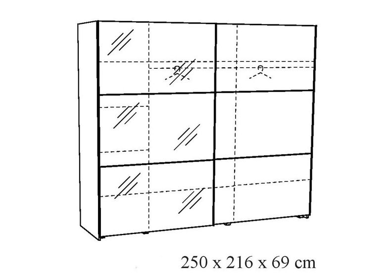 Liukuovikaappi Helga 250 cm kuvasuurennos
