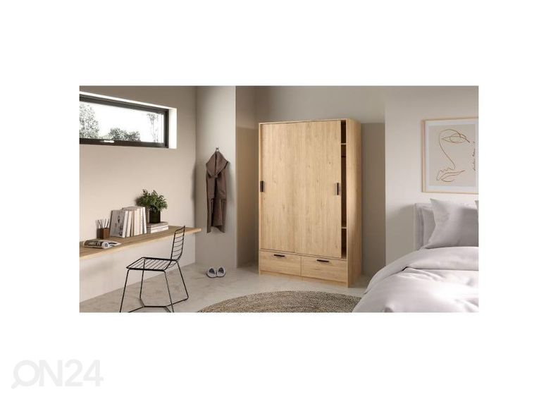 Liukuovikaappi Line 121 cm, hikkori kuvasuurennos