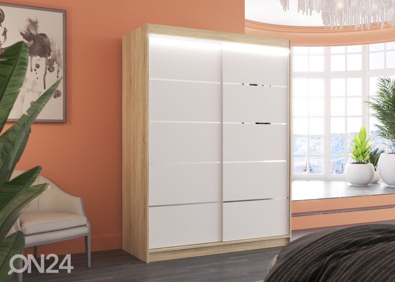 Liukuovikaappi Olivia 150 cm + LED kuvasuurennos