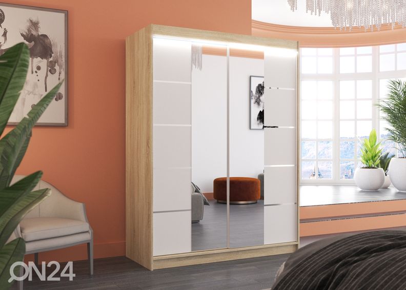 Liukuovikaappi Pelle I 150 cm + LED kuvasuurennos