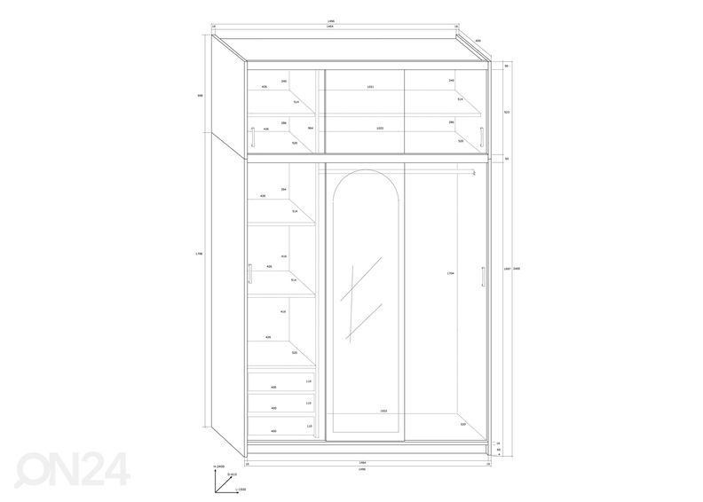 Liukuovikaappi Qamma 150 cm kuvasuurennos