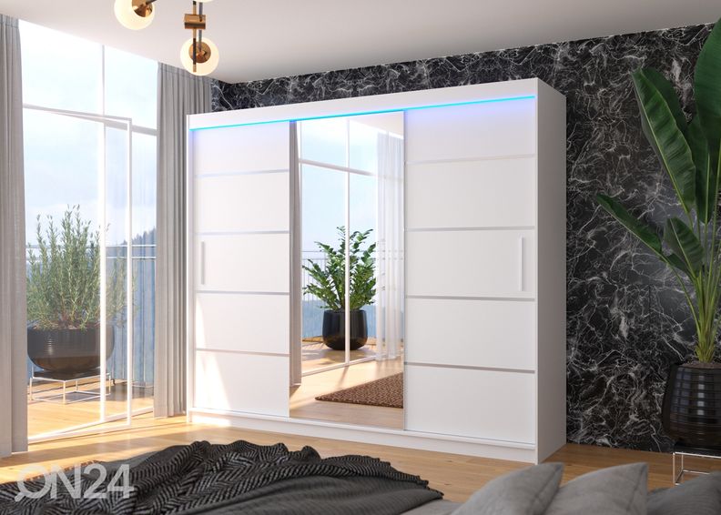 Liukuovikaappi Sania I 250 cm + LED kuvasuurennos