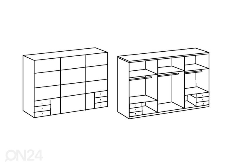 Liukuovikaappi Seattle (raamilla) 278 cm kuvasuurennos