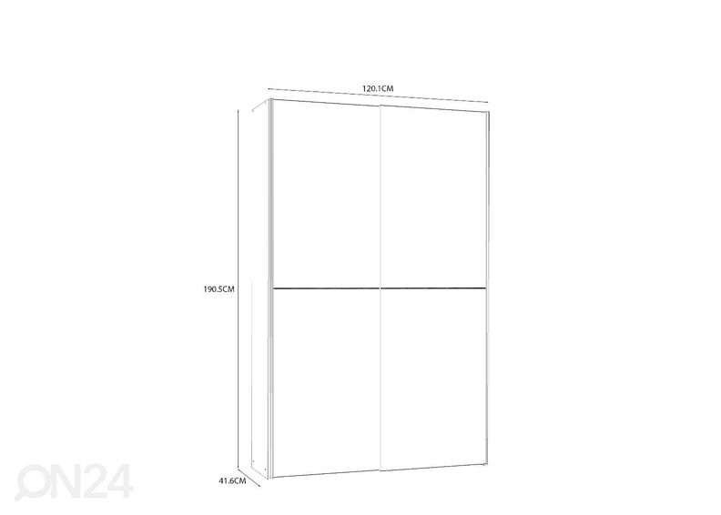 Liukuovinen vaatekaappi Willis 120 cm kuvasuurennos