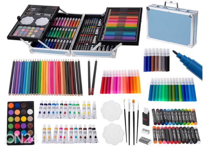 Maalausvälineet salkussa 145 kpl kuvasuurennos