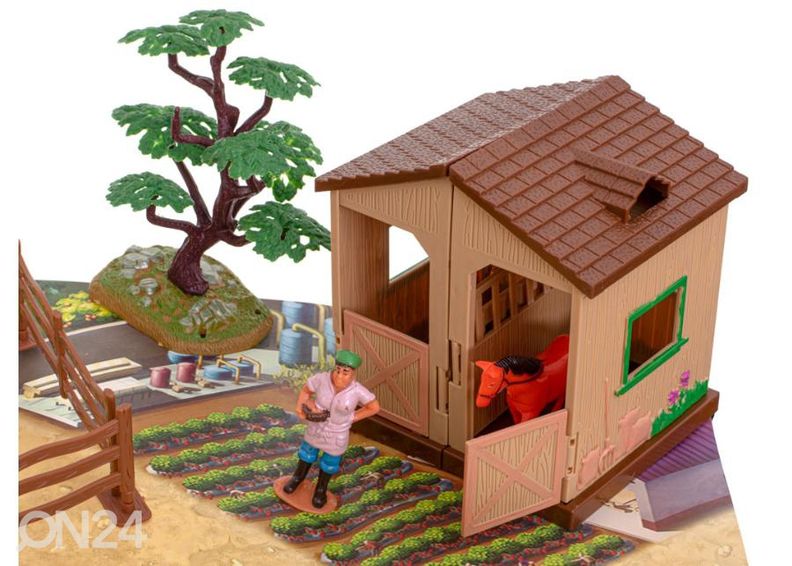 Maatila eläimillä ja koneilla 49 kpl kuvasuurennos