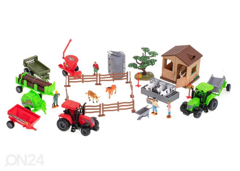 Maatila eläimillä ja koneilla 49 kpl kuvasuurennos