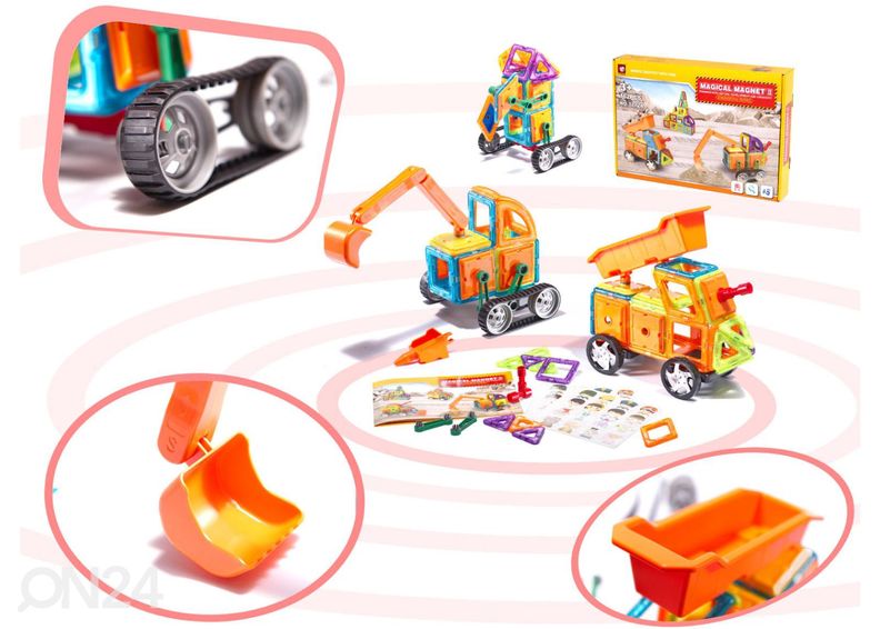 Magneetti rakennussarja Työkoneet 162 kpl Magical Magnet kuvasuurennos