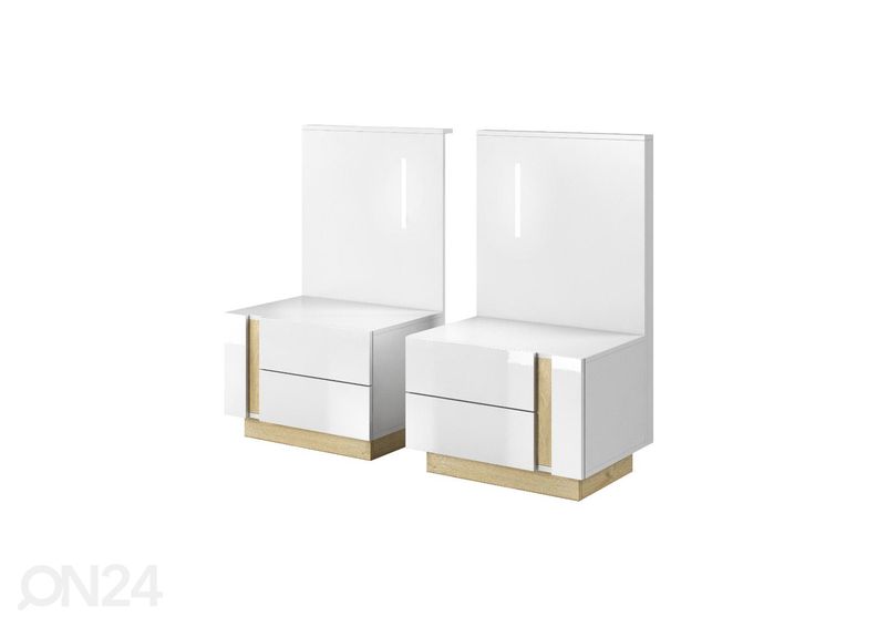 Makuuhuoneen kalustesetti Arco 160x200 cm, Grandsoni tammi / valkoinen korkeakiilto kuvasuurennos