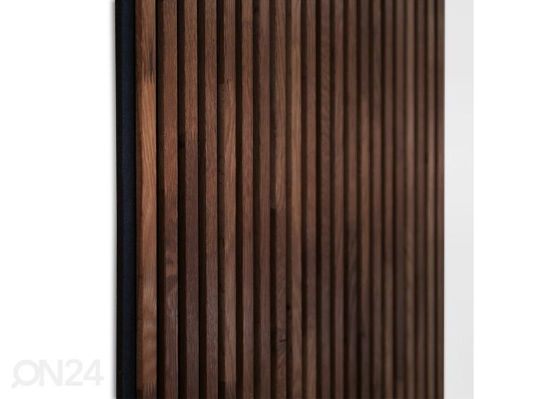 Massiivipuusta valmistettu akustinen rimaäpaneeli 240x60 cm kuvasuurennos