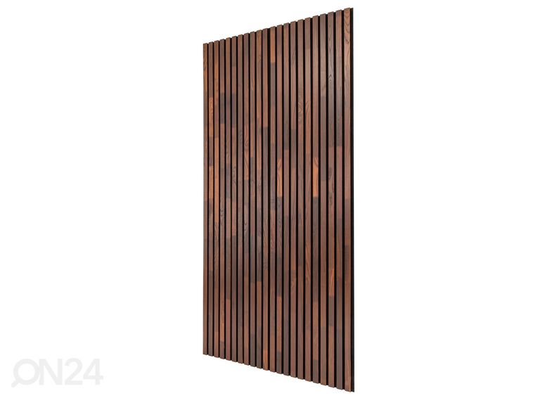 Massiivipuusta valmistettu akustinen rimapaneeli 240x60 cm kuvasuurennos