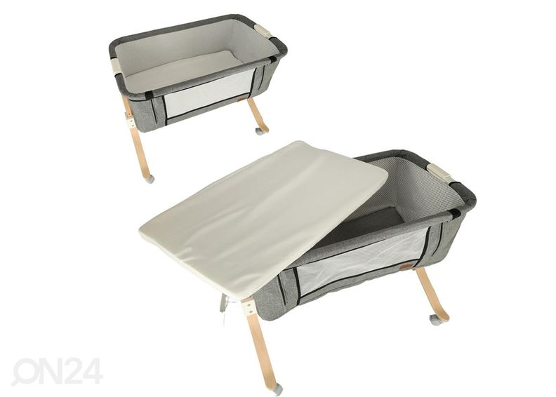 Matkasänky / lasten kehto pyörillä, harmaa kuvasuurennos