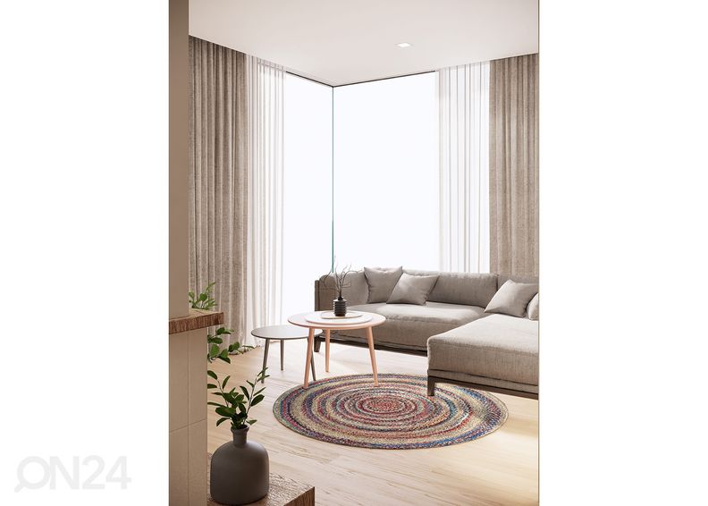 Matto Boho Ø90 cm, monivärinen kuvasuurennos