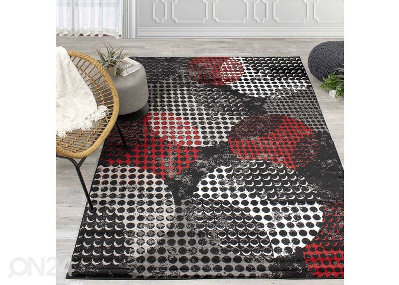 Matto Carnegie Black Red 200x290 cm kuvasuurennos