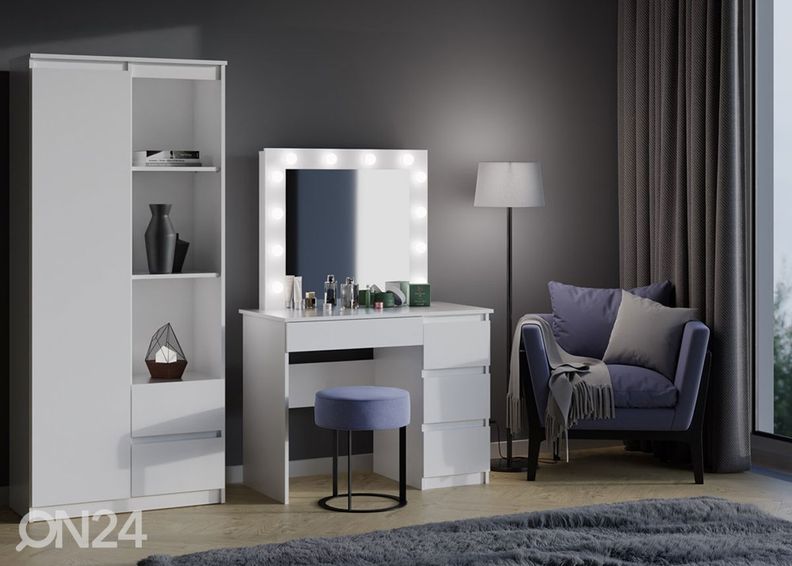 Meikkipöytä peilillä ja valaistuksella Ganz 1 kuvasuurennos