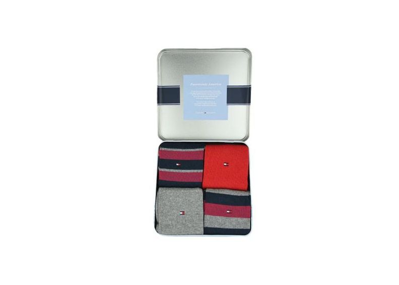 Miesten vapaa-ajan sukat Tommy Hilfiger Orginal Stripe Box 4 paria Socks M 482002001-085 kuvasuurennos