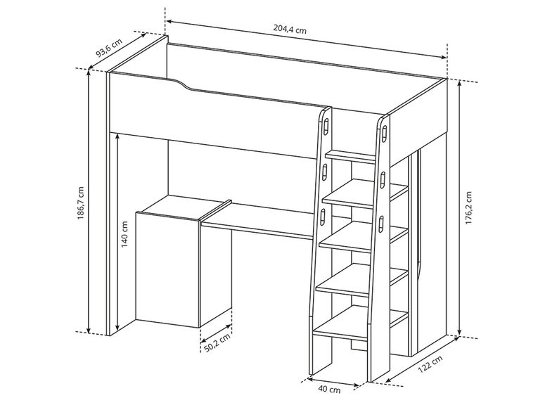 Monitoimisänky 90x200 cm kuvasuurennos