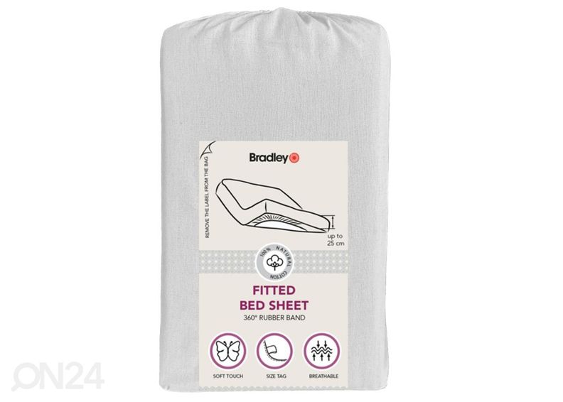 Muotoon ommeltu lakana Bradley 120x200x25 cm kangaspussissa, 2 kpl kuvasuurennos