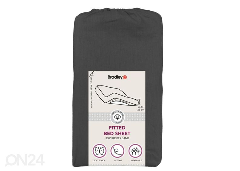 Muotoon ommeltu lakana Bradley 120x200x25 cm kangaspussissa, 2 kpl kuvasuurennos