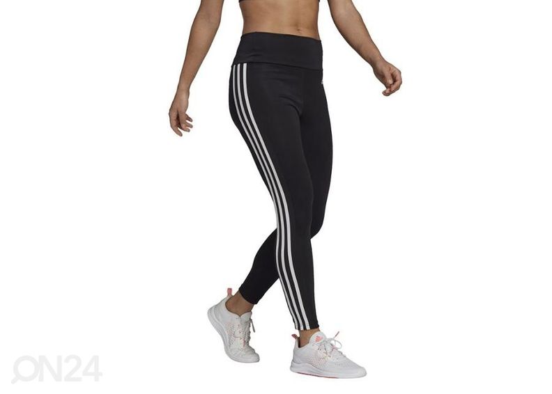 Naisten pitkät treenileggingsit Adidas High Riese 3-Stripes 7/8 Tights kuvasuurennos