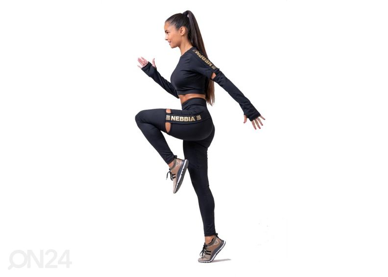 Naisten pitkät treenileggingsit Nebbia Honey Bunny 820, mustat, koko XS kuvasuurennos