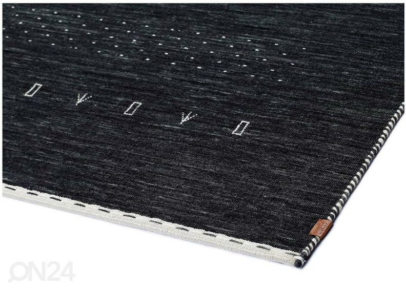 Narma käsinkudottu villamatto Tornio hiilenmusta 140x200 cm kuvasuurennos