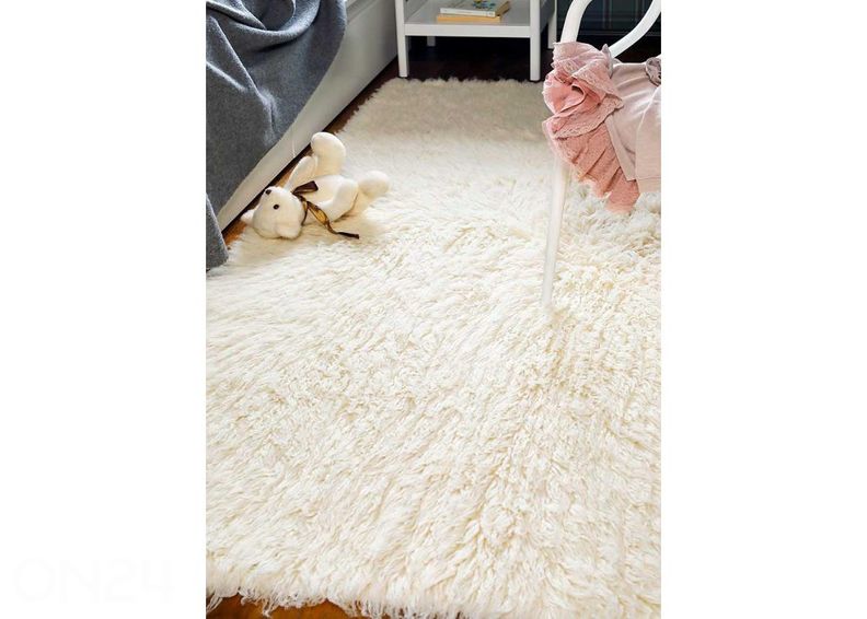 Narma villamatto Flokati white 120x180 cm kuvasuurennos