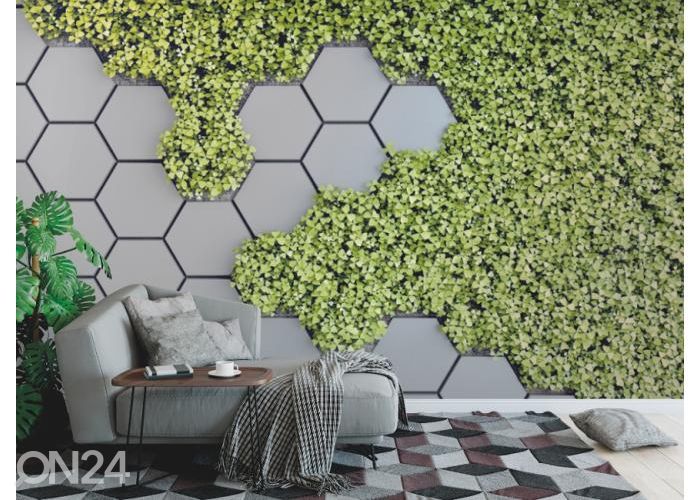 Non-woven kuvatapetti 3D Green Vertical Garden 368x254 cm kuvasuurennos