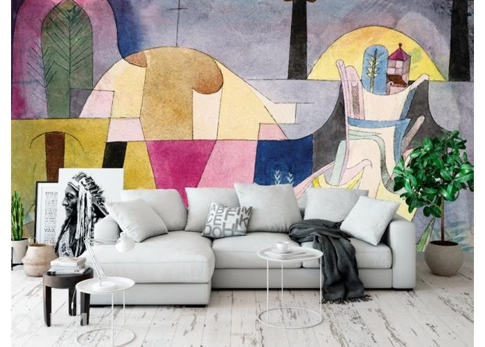 Non-woven kuvatapetti Black Columns in a Landscape (1919) by Paul Klee 416x254 cm kuvasuurennos