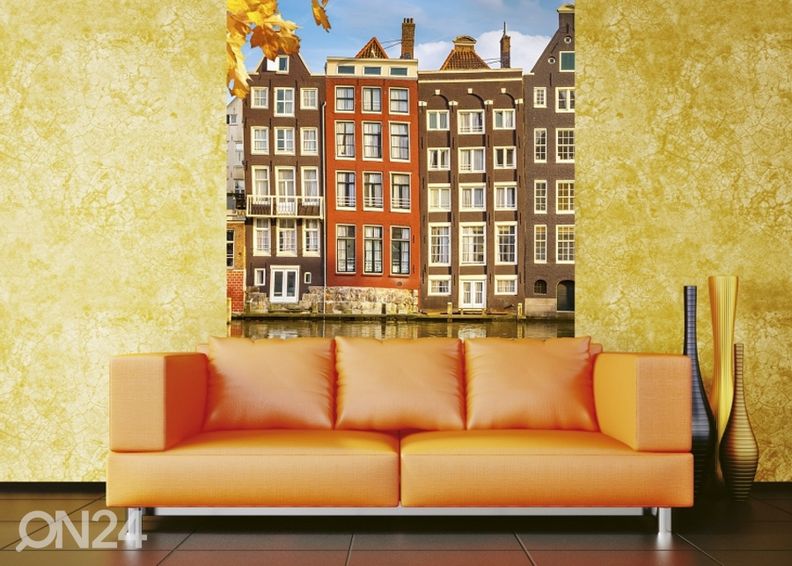 Non-woven kuvatapetti Houses in amsterdam 225x250 cm kuvasuurennos