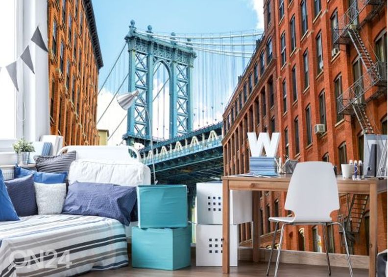 Non-woven kuvatapetti Manhattan bridge 375x250 cm kuvasuurennos