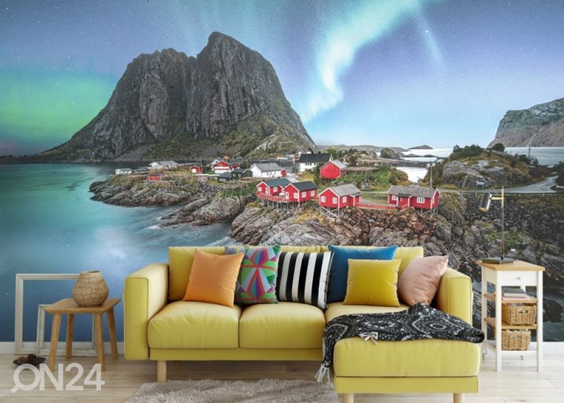Non-woven kuvatapetti North Light in Lofoten Norway 416x290 cm kuvasuurennos