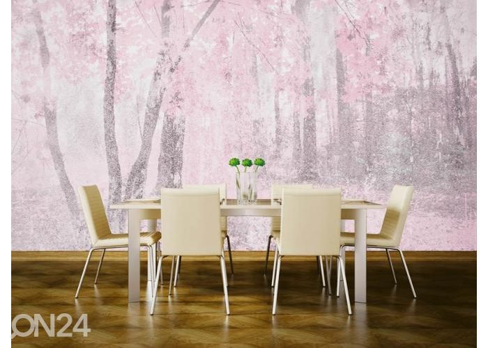 Non-woven kuvatapetti Pink Forest Abstract 375x250 cm kuvasuurennos