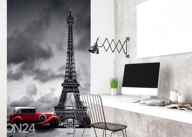 Non-woven kuvatapetti Retro car in paris 150x250 cm kuvasuurennos