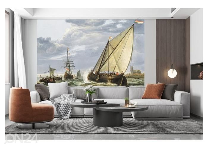 Non-woven kuvatapetti Shipping on the Maas by Aelbert Cuyp 400x260 cm kuvasuurennos