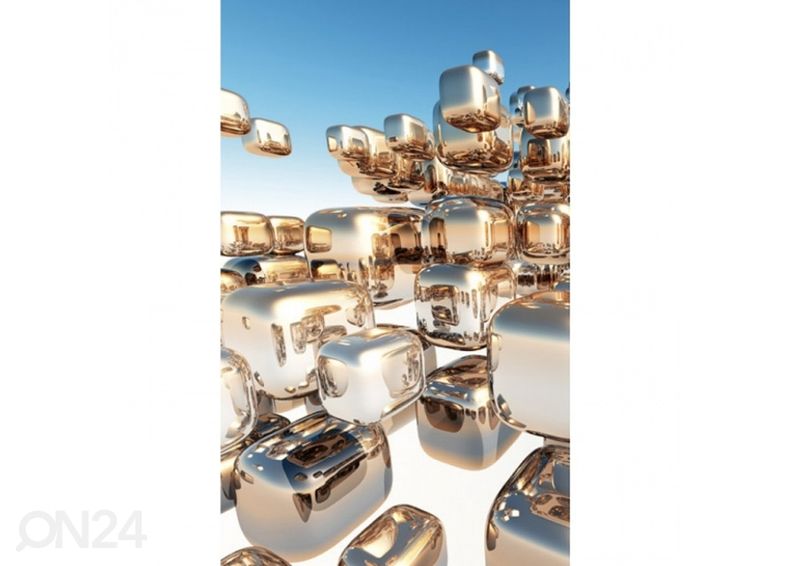Non-woven kuvatapetti Silver cubes 150x250 cm kuvasuurennos