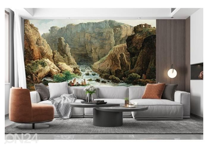 Non-woven kuvatapetti The Spring At Fontaine De Vaucluse by Hubert Robert 416x290 cm kuvasuurennos