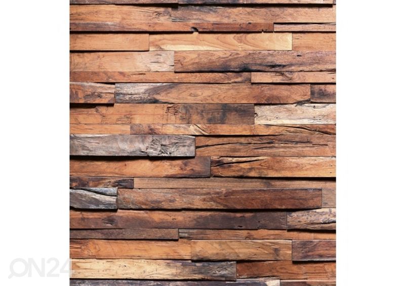 Non-woven kuvatapetti Wooden wall 150x250 cm kuvasuurennos