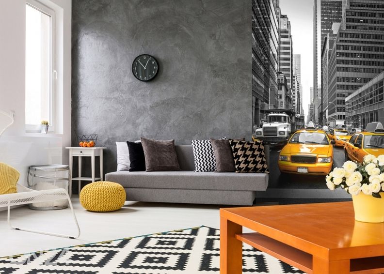 Non-woven kuvatapetti Yellow taxi 375x150 cm kuvasuurennos