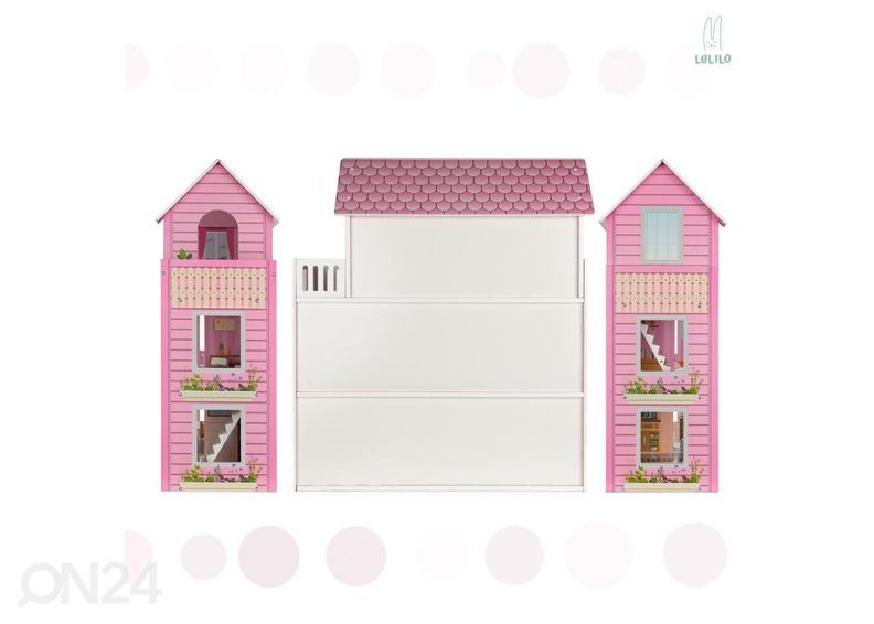 Nukkekoti + huonekalut 70 cm kuvasuurennos