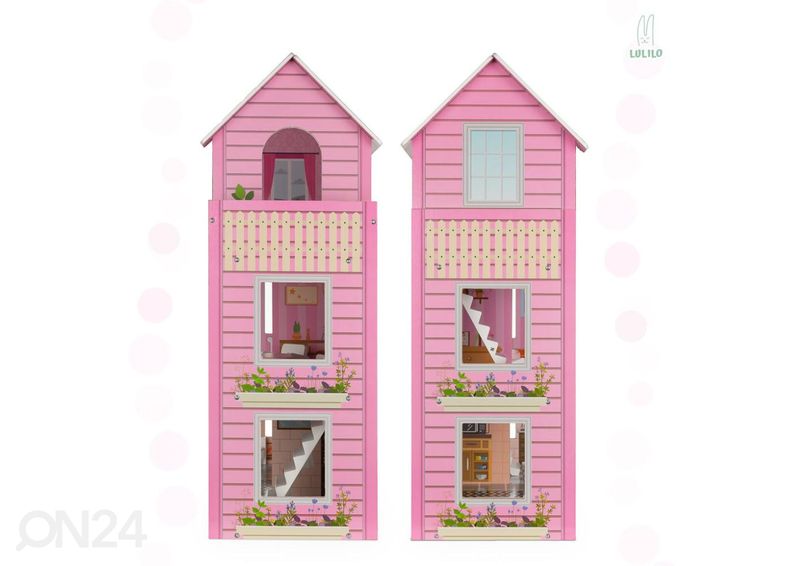 Nukkekoti + huonekalut 70 cm kuvasuurennos