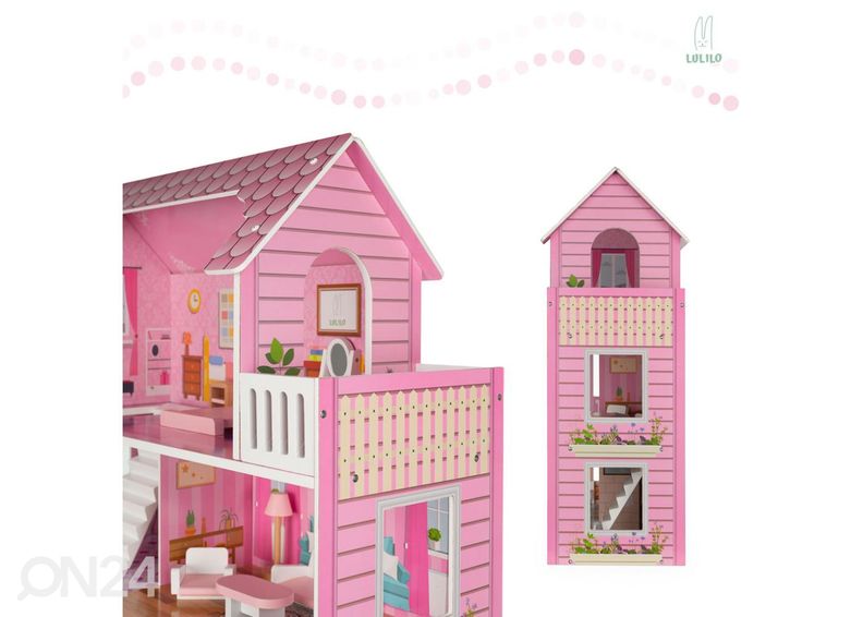 Nukkekoti + huonekalut 70 cm kuvasuurennos