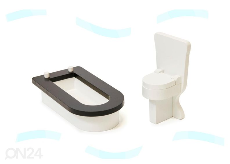 Nukkekoti + huonekalut ja LED-valot kuvasuurennos