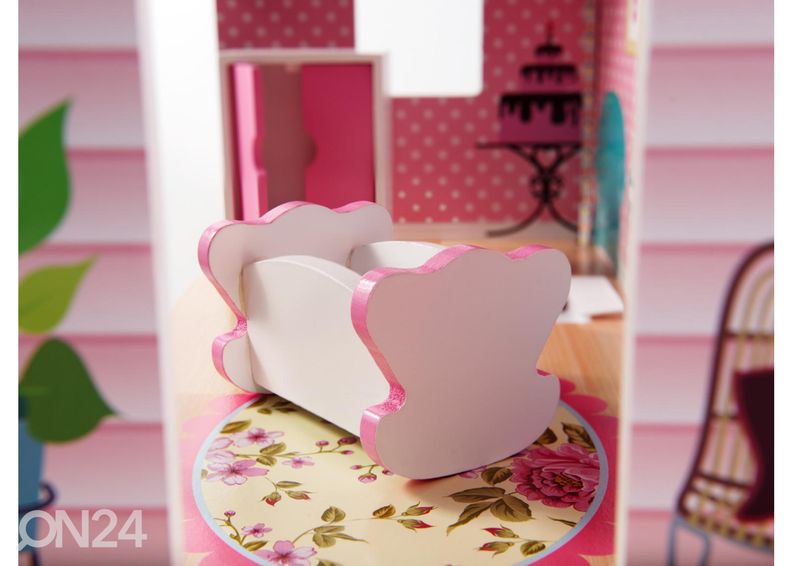 Nukkekoti + huonekalut ja LED-valot kuvasuurennos