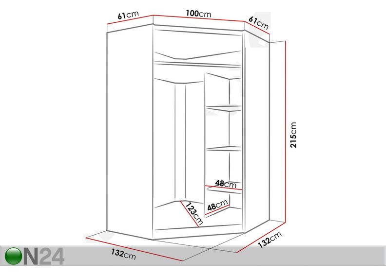 Nurkkavaatekaappi liukuovilla Vista kuvasuurennos