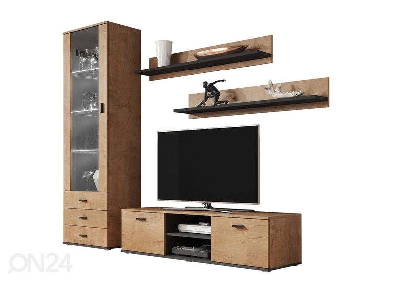 Olohuoneen kalusteet 200 cm + valaistus kuvasuurennos