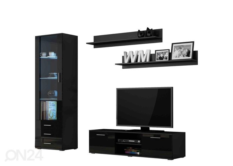 Olohuoneen kalusteet 200 cm + valaistus kuvasuurennos