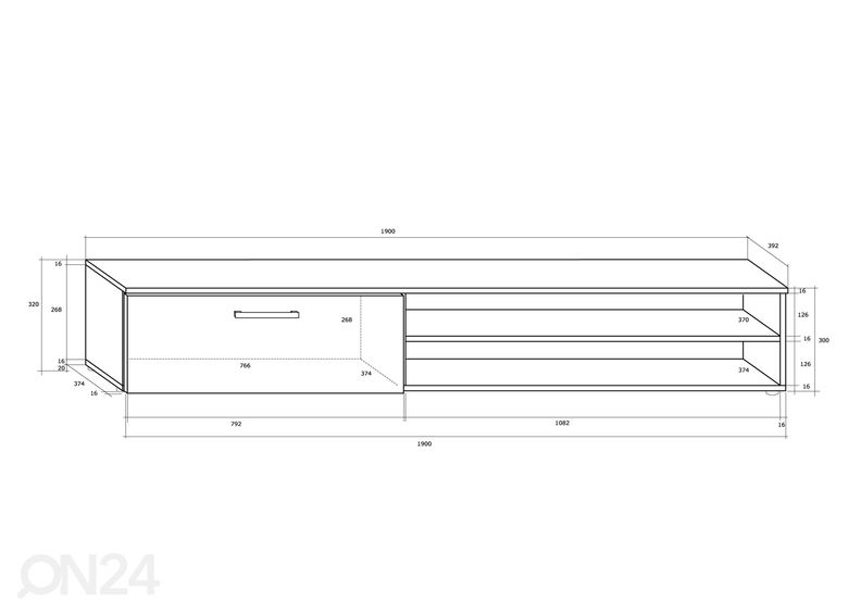 Olohuoneen kalusteet Bantry 270 cm kuvasuurennos