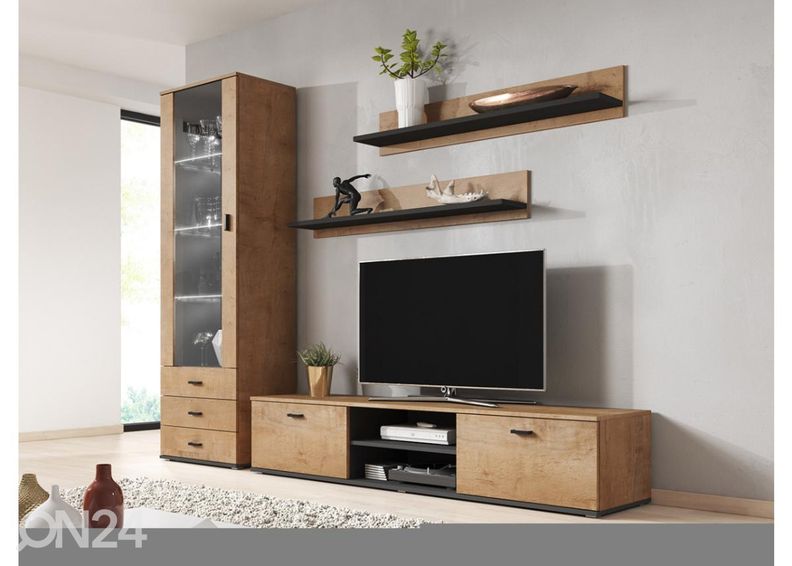 Olohuoneen kalusteryhmä 240 cm + LED valaistus kuvasuurennos