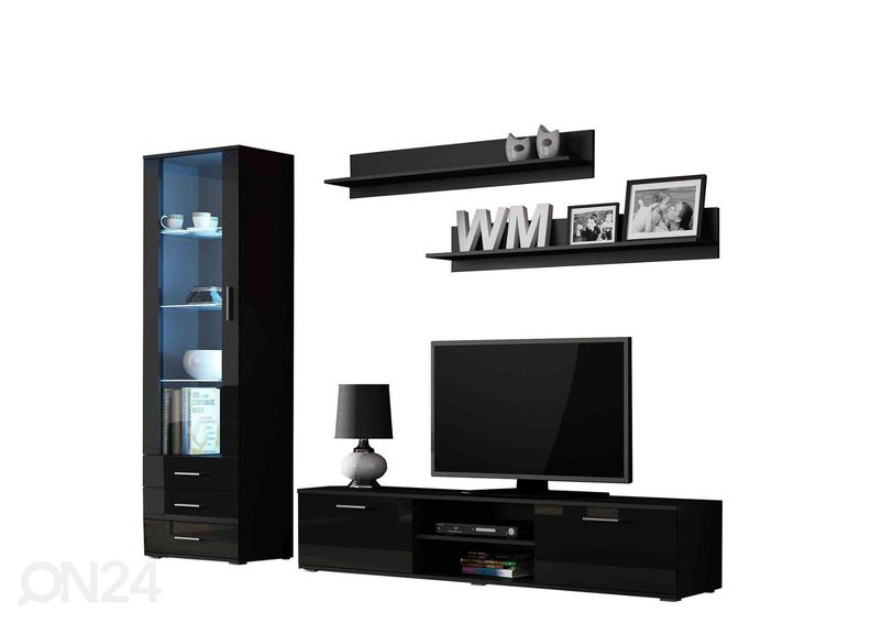 Olohuoneen kalusteryhmä 240 cm + LED valaistus kuvasuurennos